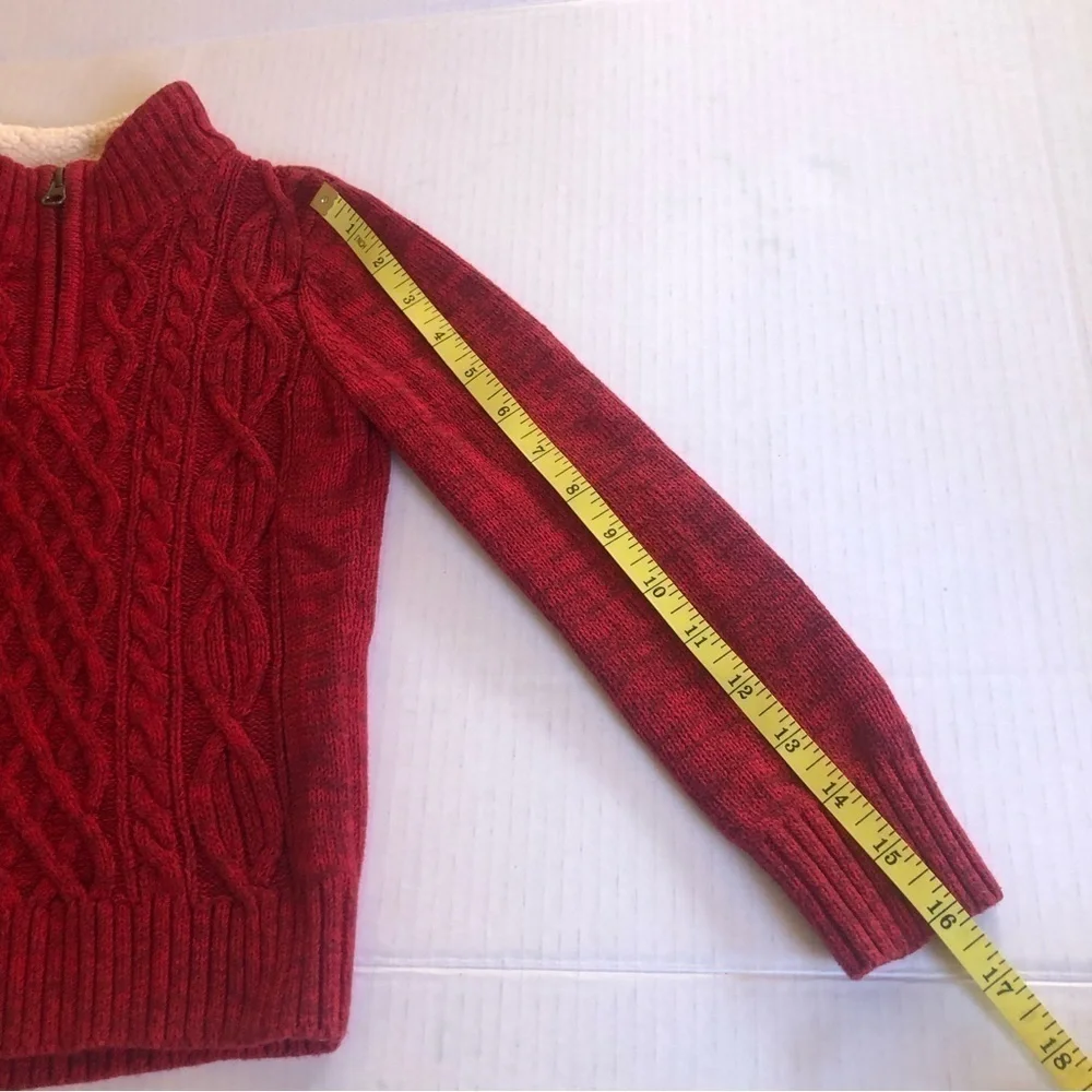Lands' End Boys Cable Zipper Mock Neck Sweater Size S